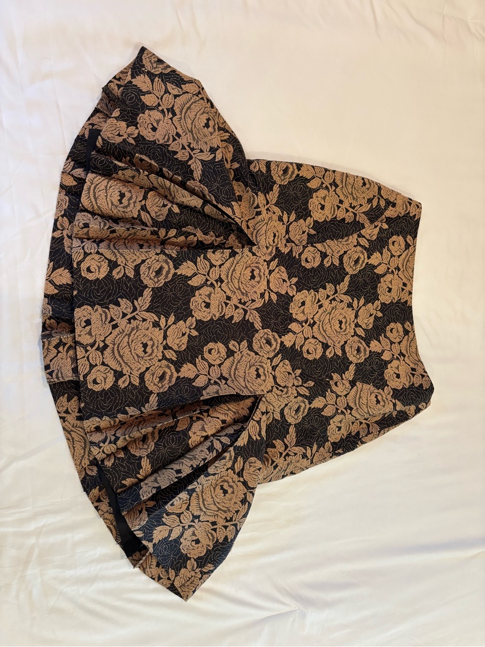 Ann Taylor Black and Tan Floral Midi Skirt